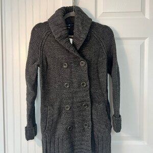 Gap Women's Grey Wool Double Breasted Button Front Cardigan Sweater -New -Medium